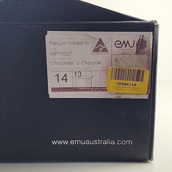 EMU Australia chocolate platinum outback hi suede boots sheepskin fur mens 13 - Picture 3 of 7